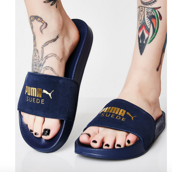 puma leopard print sliders